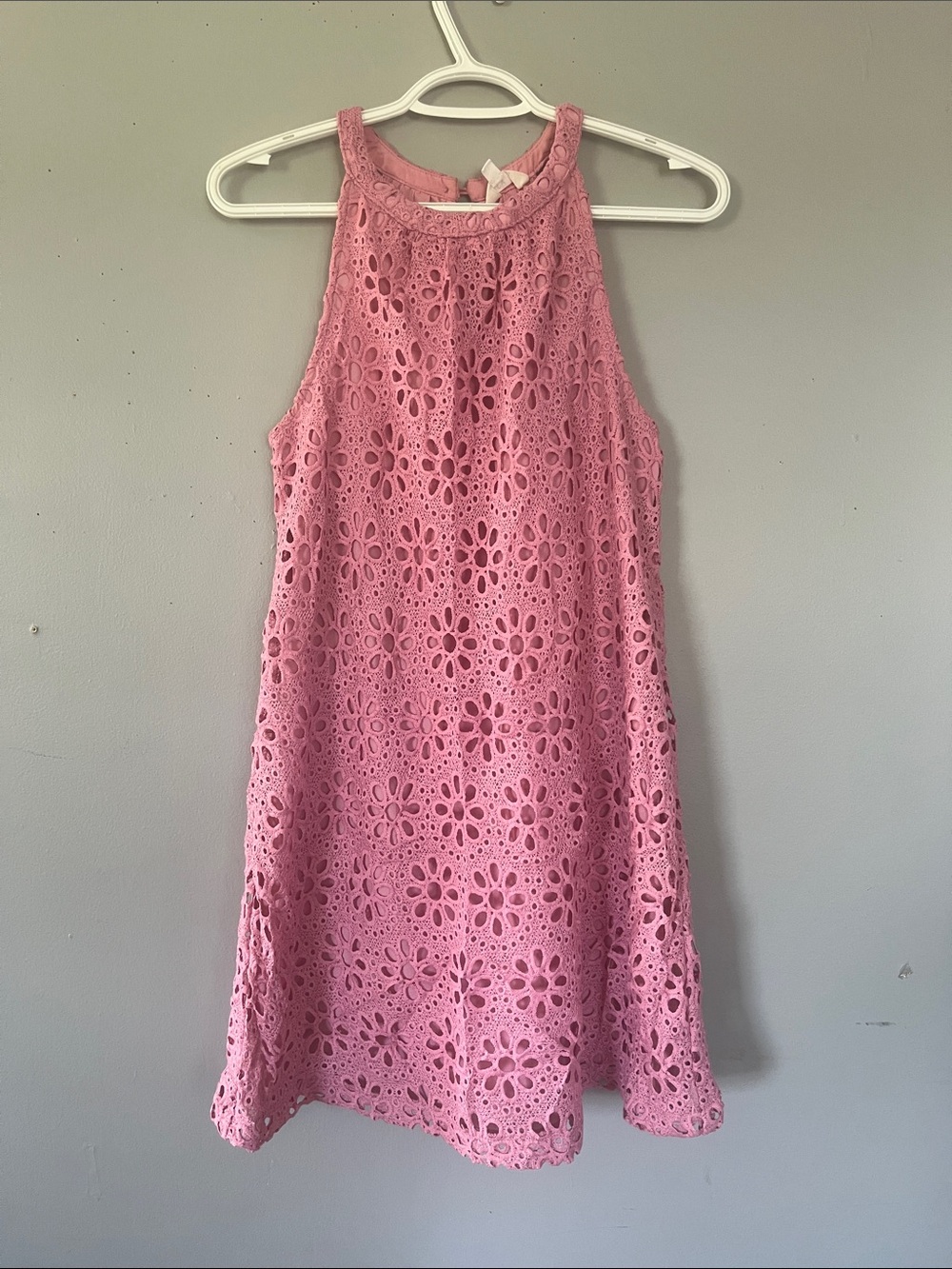 Jack Pink Floral Crochet Halter Mini Dress XS